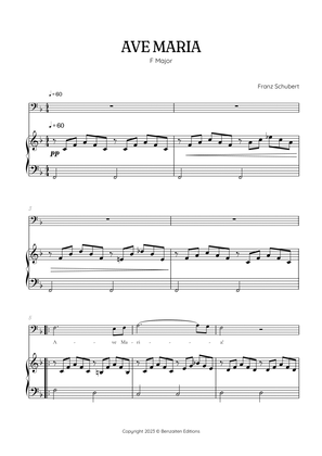 Schubert Ave Maria in F major • baritone voice sheet music with easy piano accompaniment