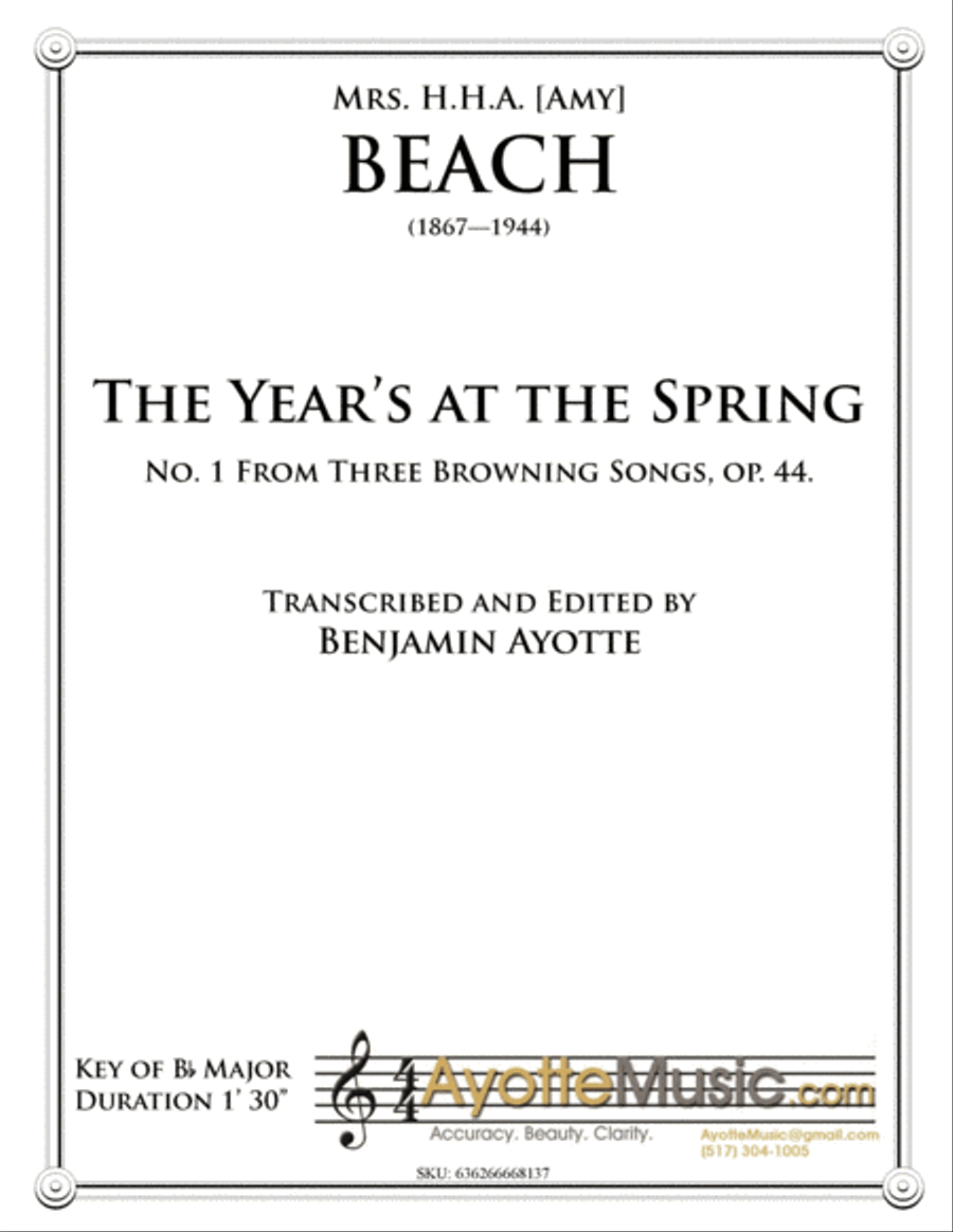 The Year's at the Spring, op. 44, no. 1 Voice scores gallery preview page 1