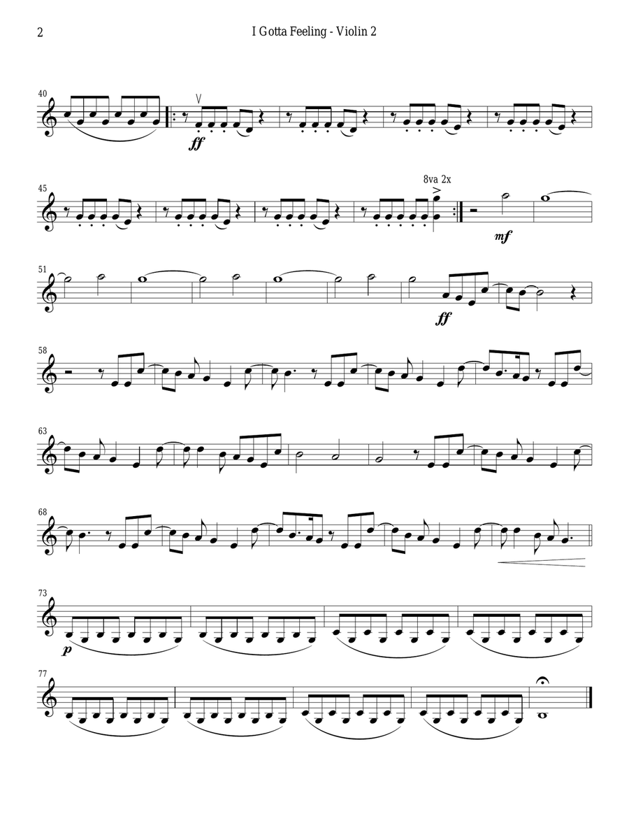I Gotta Feeling String Quartet scores gallery preview page 4