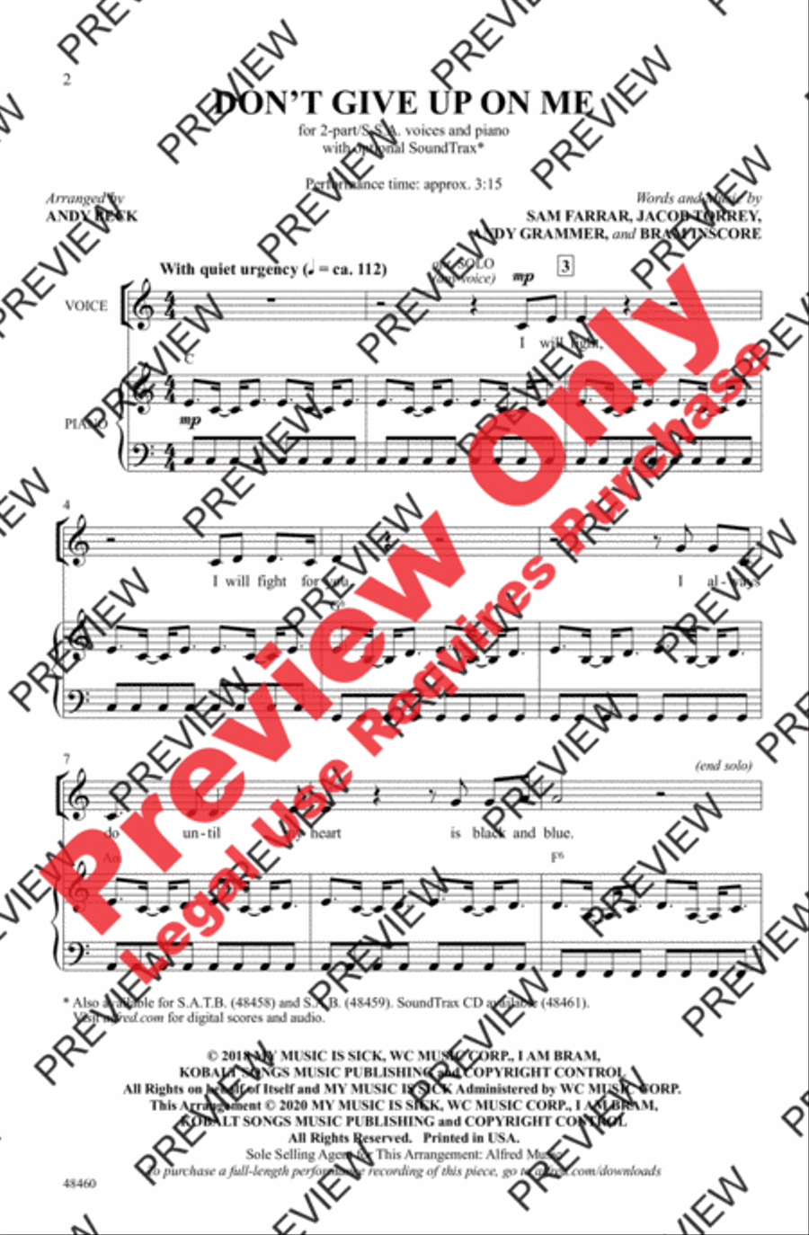 Don't Give Up on Me 2-Part scores gallery preview page 2