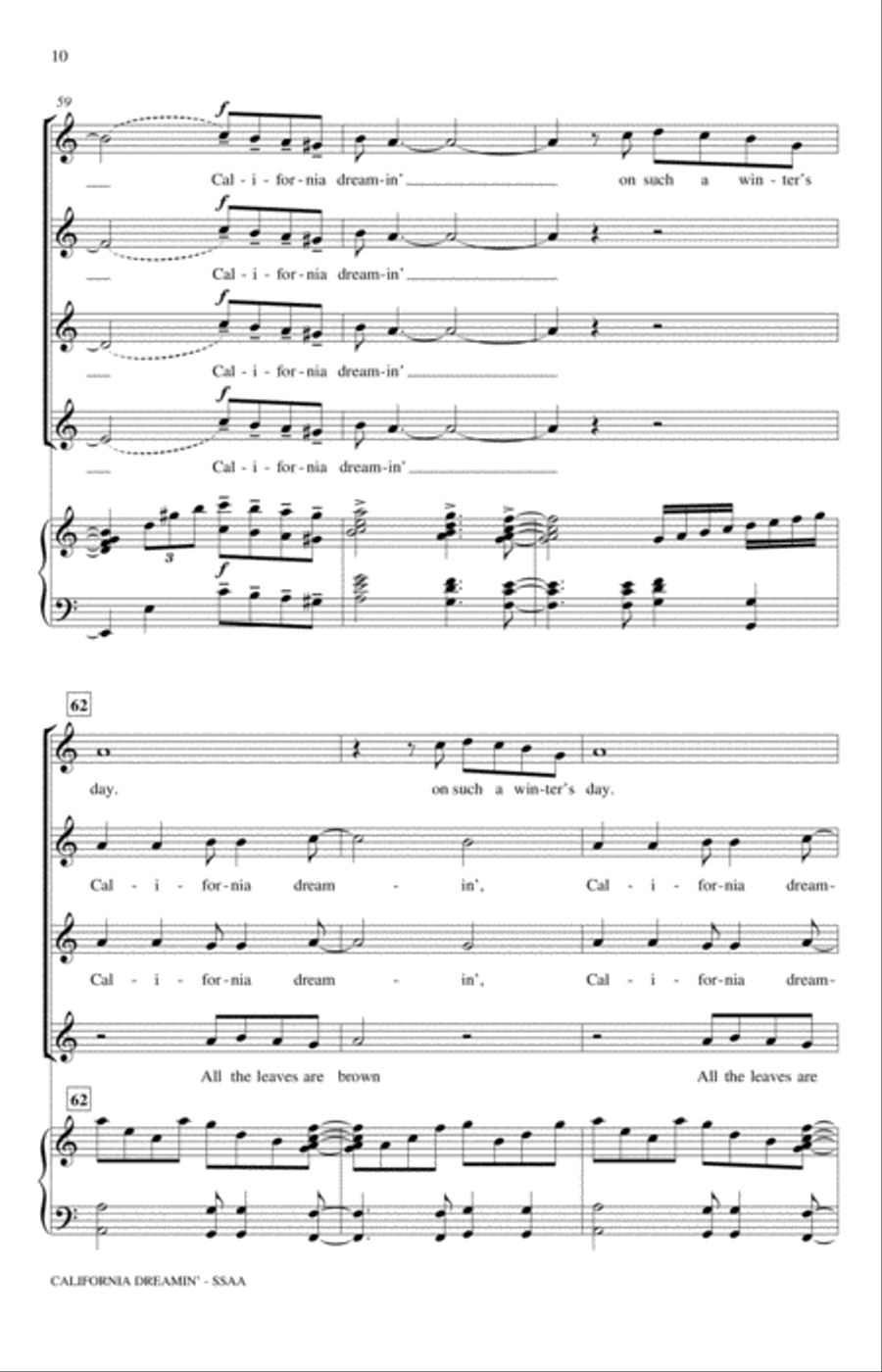 California Dreamin' (arr. Mac Huff) SSAA scores gallery preview page 10