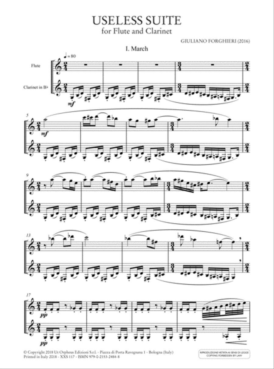 Useless Suite for Flute and Clarinet (2016) Clarinet scores gallery preview page 2