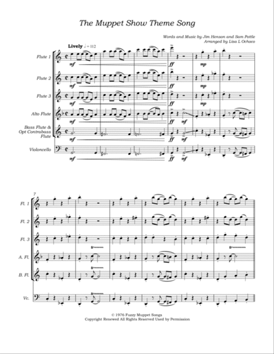 The Muppet Show Theme Flute Choir scores gallery preview page 6