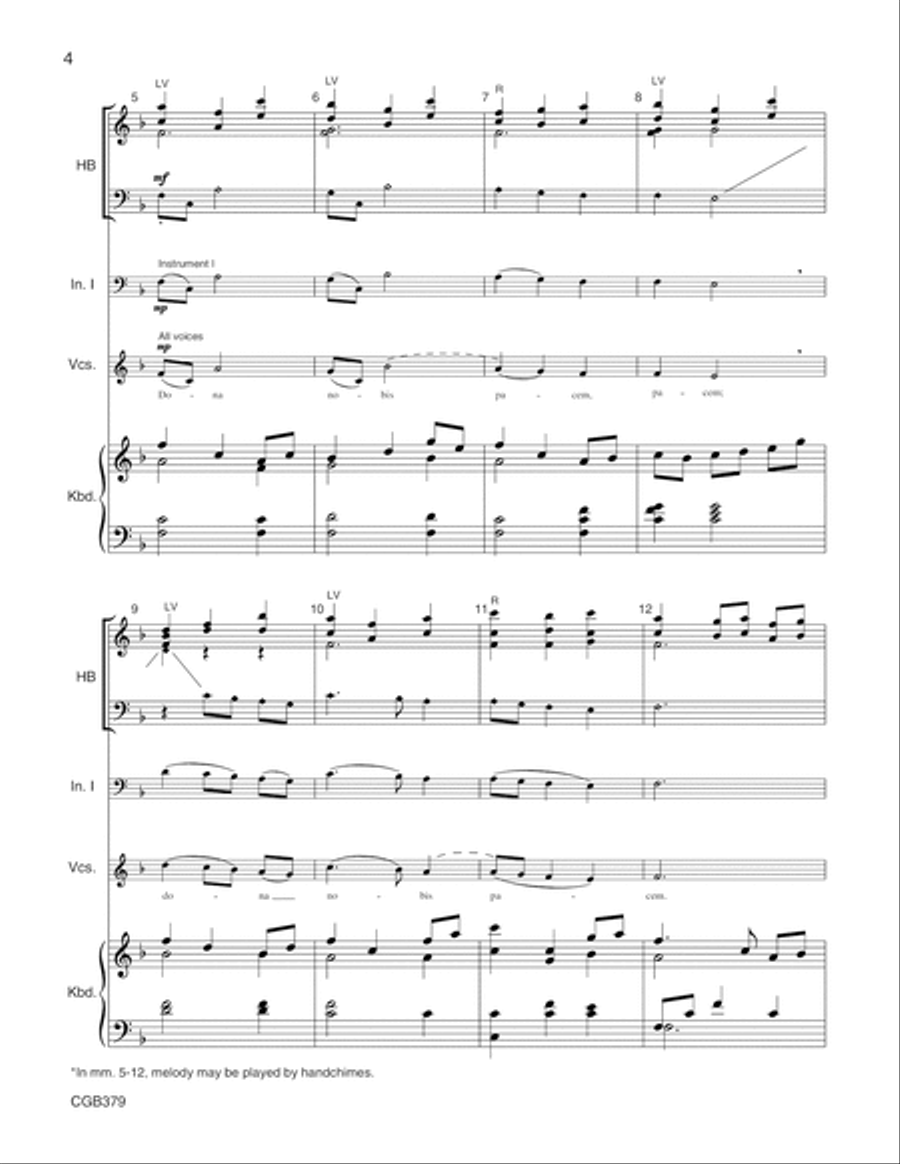 Dona Nobis Pacem (Full Score, includes instrumental parts) Handbell Choir scores gallery preview page 4