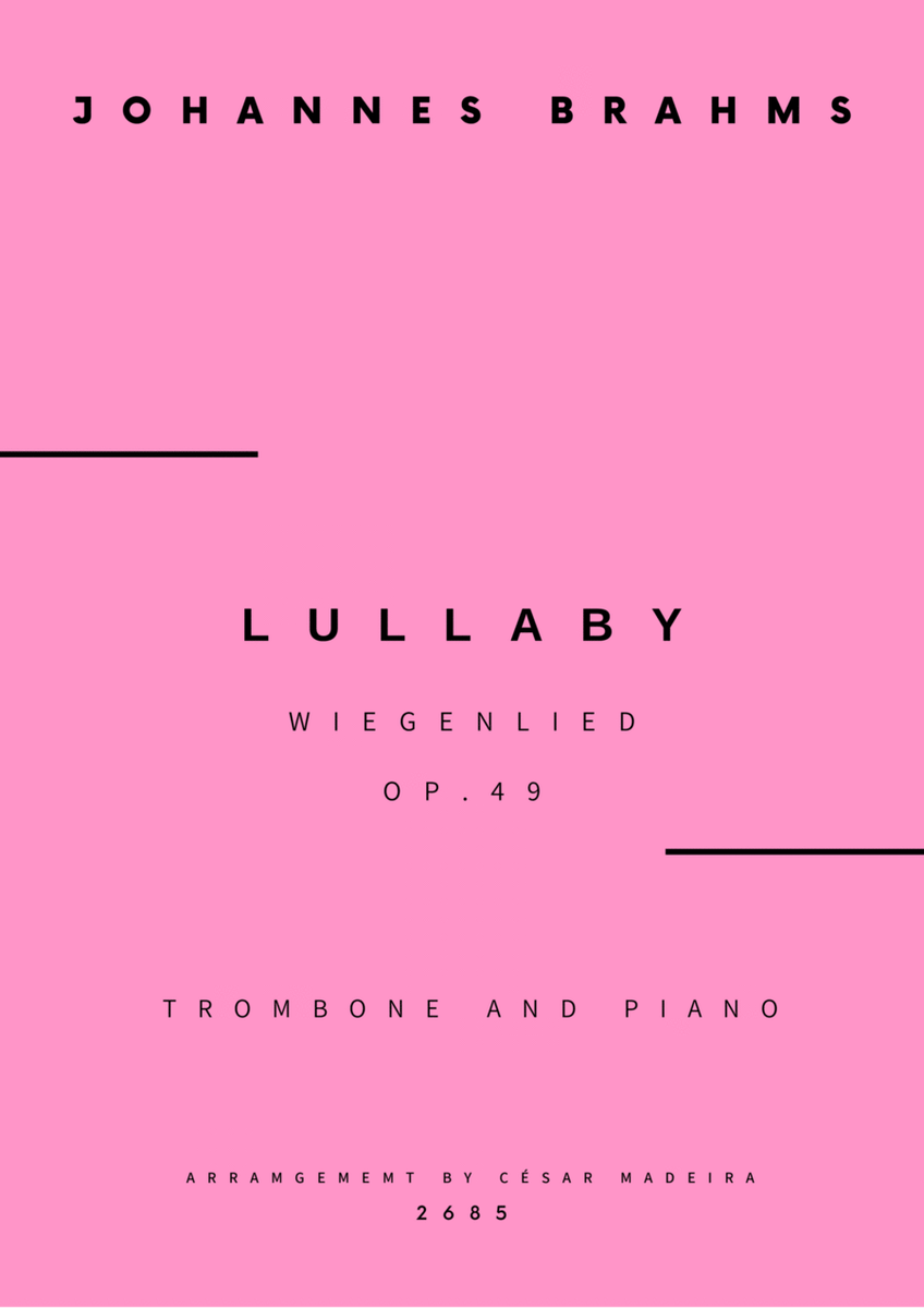 Brahms' Lullaby - Trombone and Piano (Full Score and Parts) image number null