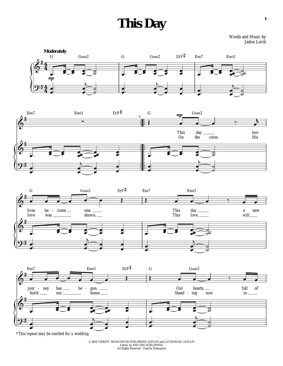 This Day This Day Piano, Vocal scores gallery preview page 1