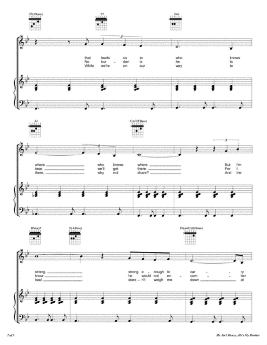 He Ain't Heavy, He's My Brother Voice scores gallery preview page 3