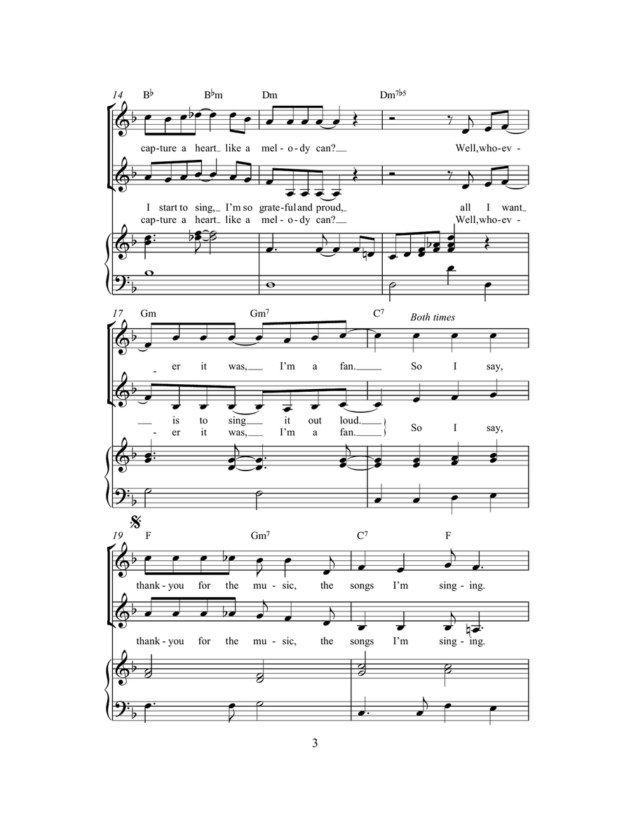 Thank You For The Music (arr. Rick Hein) 2-Part scores gallery preview page 3