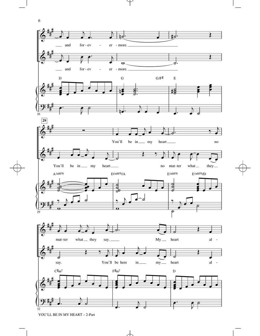 You'll Be In My Heart (from Tarzan) (arr. Roger Emerson) 2-Part scores gallery preview page 4