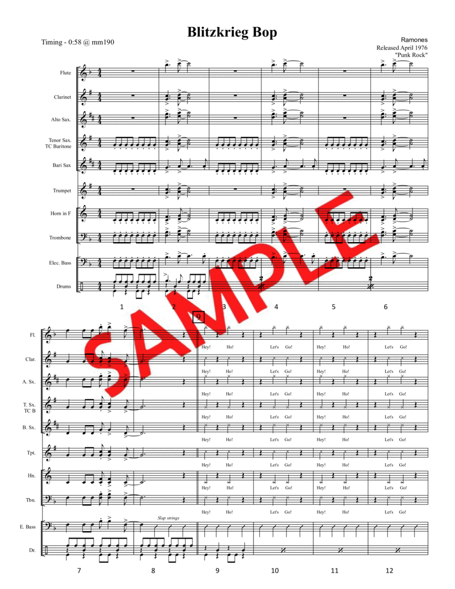 Blitzkrieg Bop Jazz Ensemble scores gallery preview page 1