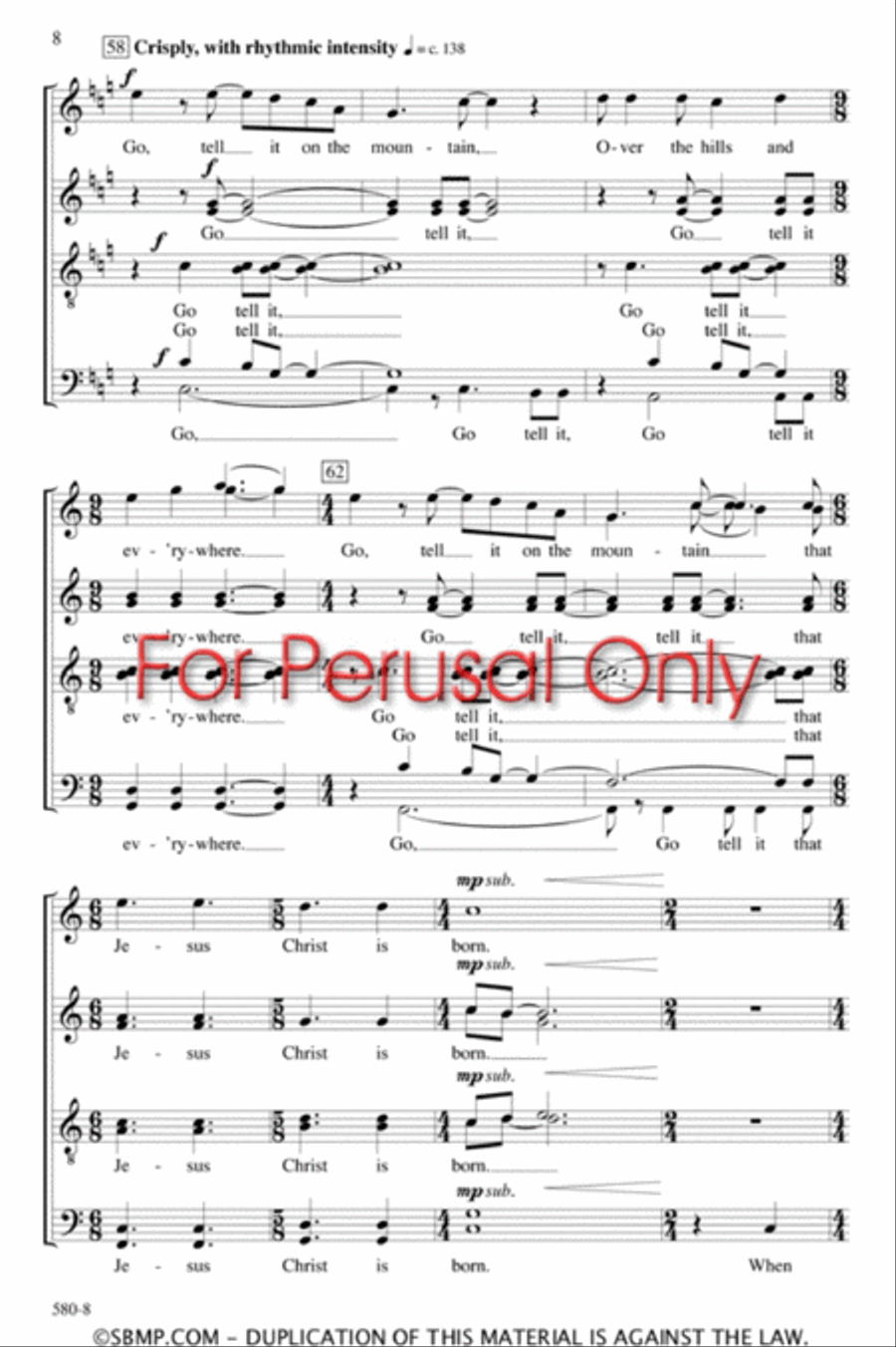 Go, Tell It on the Mountain - SATB divisi Octavo image number null