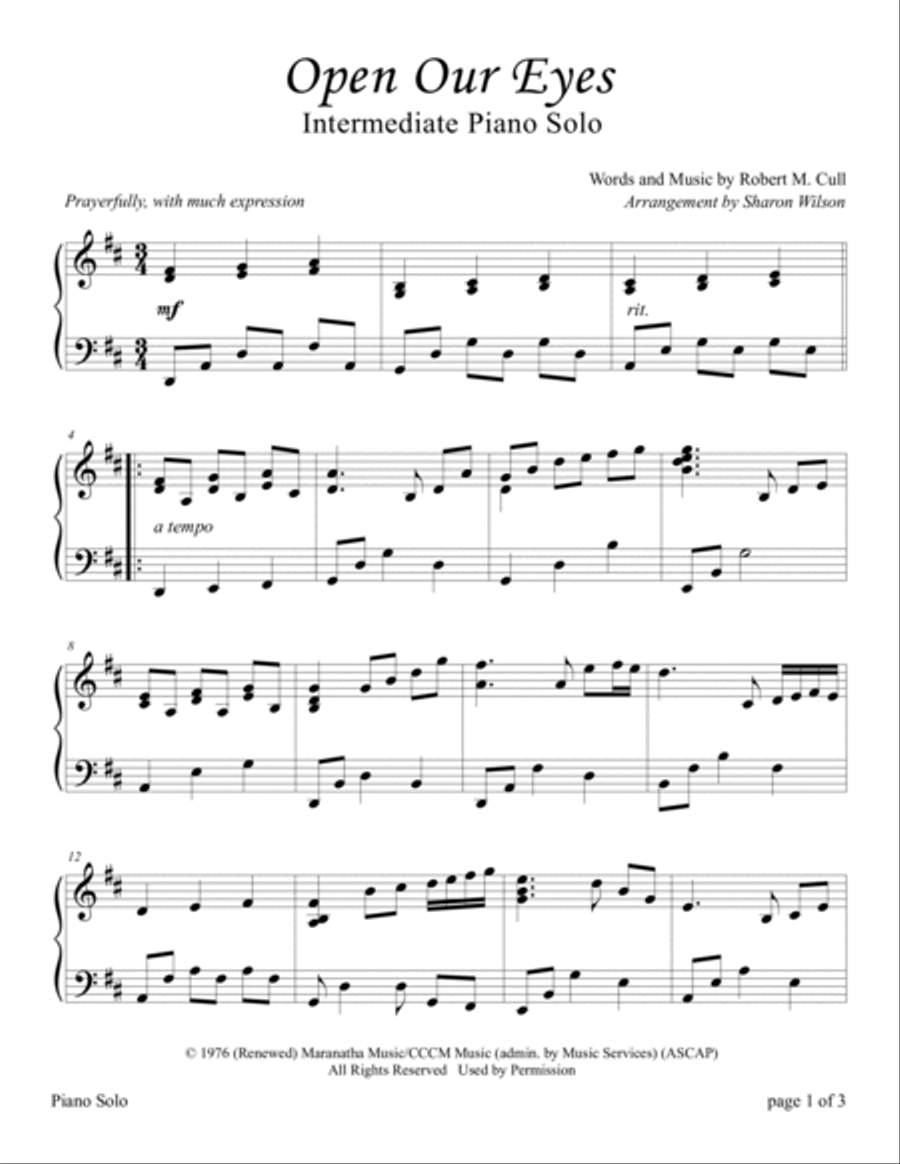 Open Our Eyes Piano Solo scores gallery preview page 3
