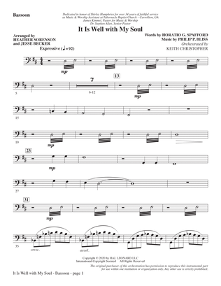 Book cover for It Is Well with My Soul (arr. Heather Sorenson and Jesse Becker) - Bassoon