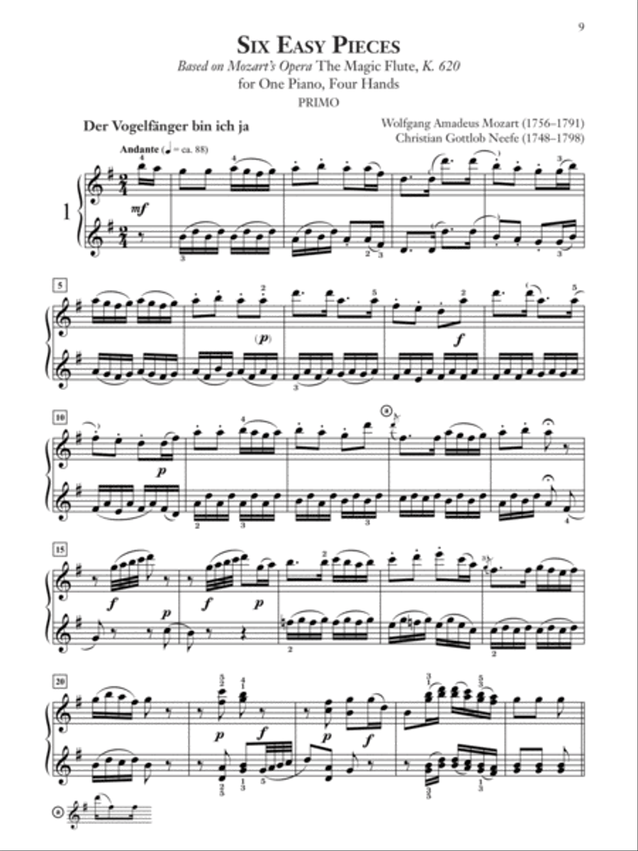 Six Easy Pieces (based on Mozart's opera The Magic Flute, K. 620) Small Ensemble scores gallery preview page 4