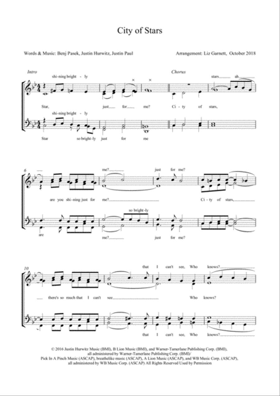 City Of Stars SSAA scores gallery preview page 1