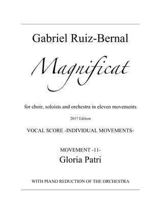 MAGNIFICAT. Mov. 11 "Gloria Patri". Soprano and Choir with piano (orchestra reduction)