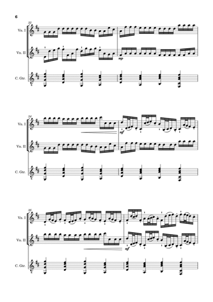 Johann Pachelbel - Canon in D Major, P.37; T.337. Arrangement for Violin Duet and Classical Guitar. image number null