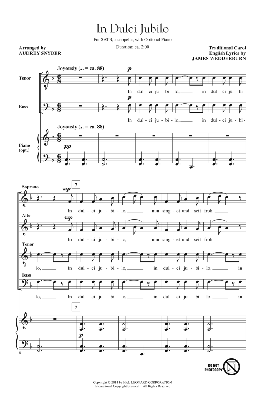 In Dulci Jubilo 4-Part scores gallery preview page 1