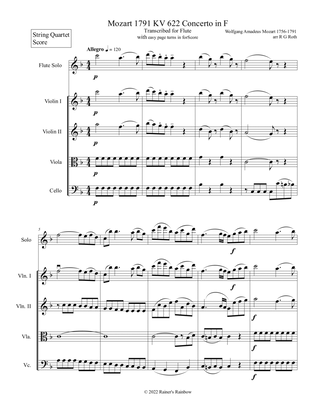 Book cover for Mozart 1791 KV 622 Flute Concerto in F With String Quartet