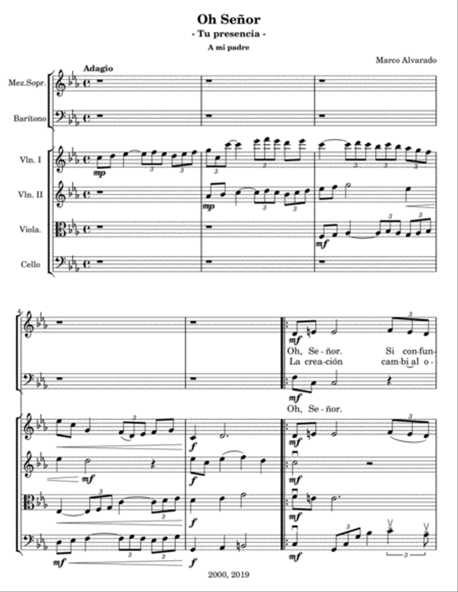 Oh Señor String Quartet scores gallery preview page 1