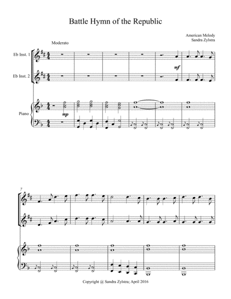 Battle Hymn of the Republic (treble Eb instrument duet) image number null