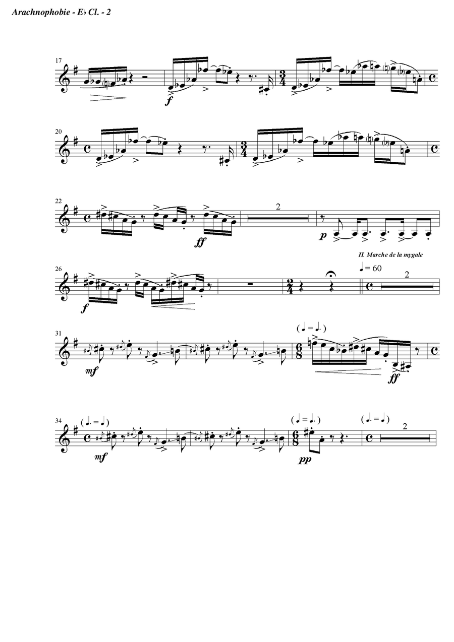 Arachnophobia, for clarinet quartet - set of parts Clarinet Quartet scores gallery preview page 2