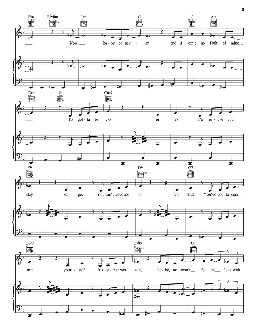 Now Or Never Piano, Vocal, Guitar scores gallery preview page 3