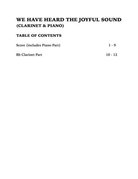 We Have Heard the Joyful Sound (Jesus Saves): Clarinet and Piano image number null
