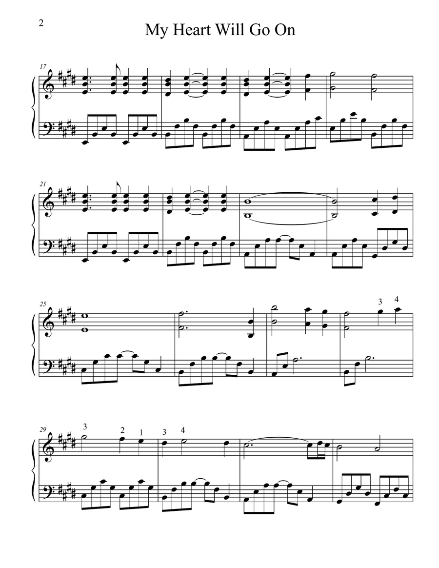 My Heart Will Go On (love Theme From 'titanic') Easy Piano scores gallery preview page 2
