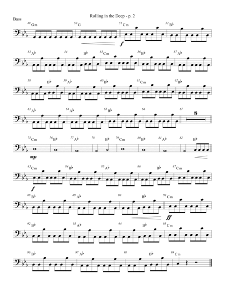 Rolling in the Deep Handbell Choir scores gallery preview page 6