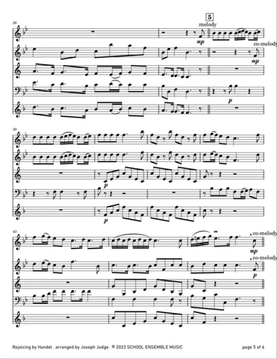 Rejoicing by Handel for Woodwind Quartet in Schools Woodwind Quartet scores gallery preview page 5