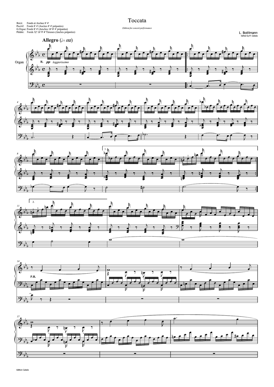 Léon Boëllmann - Toccata - Edition for concert performance, organ solo