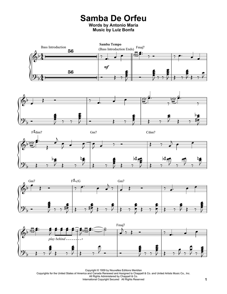 Samba De Orfeu Piano scores gallery preview page 1