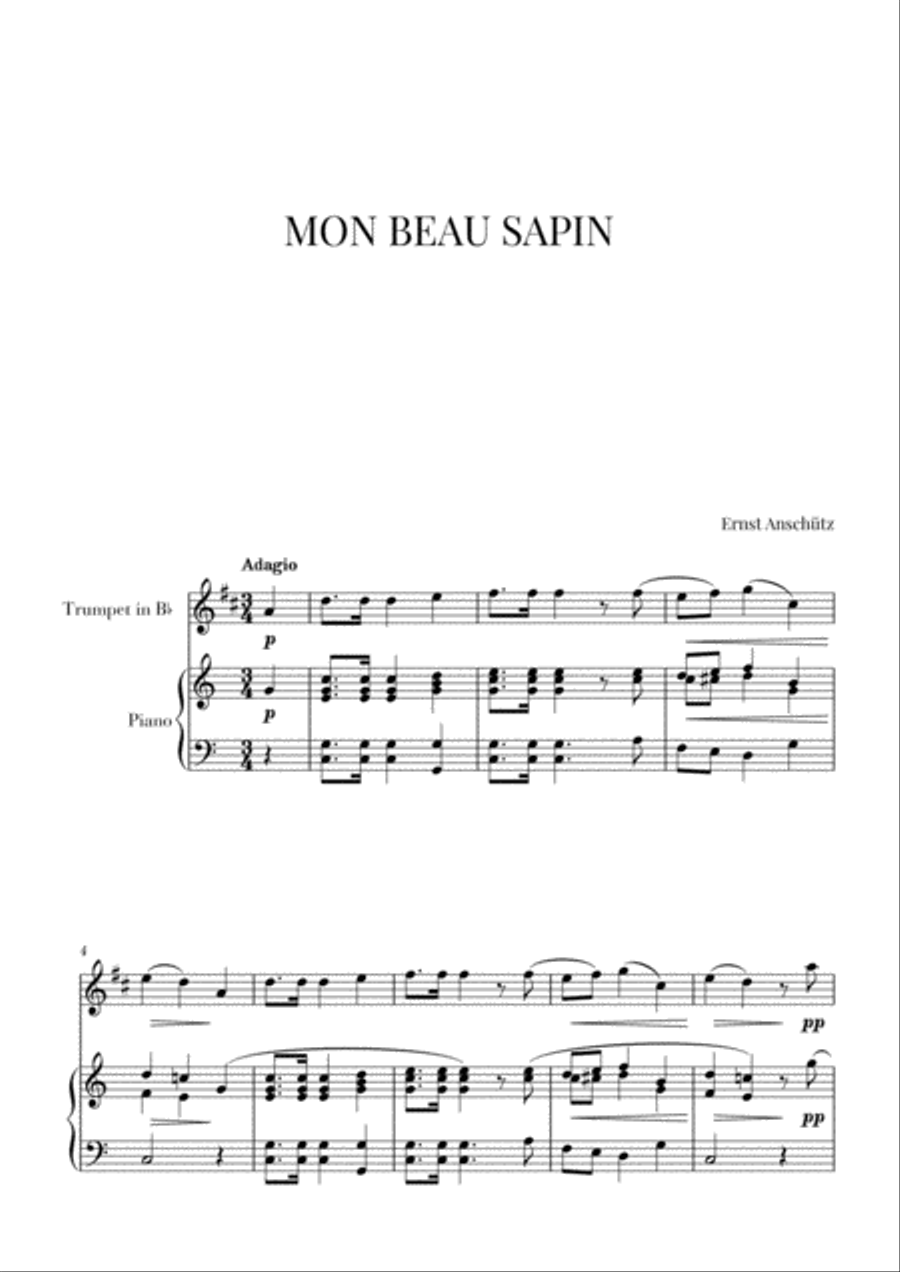 Mon Beau Sapin for Trumpet and Piano Trumpet Solo scores gallery preview page 1