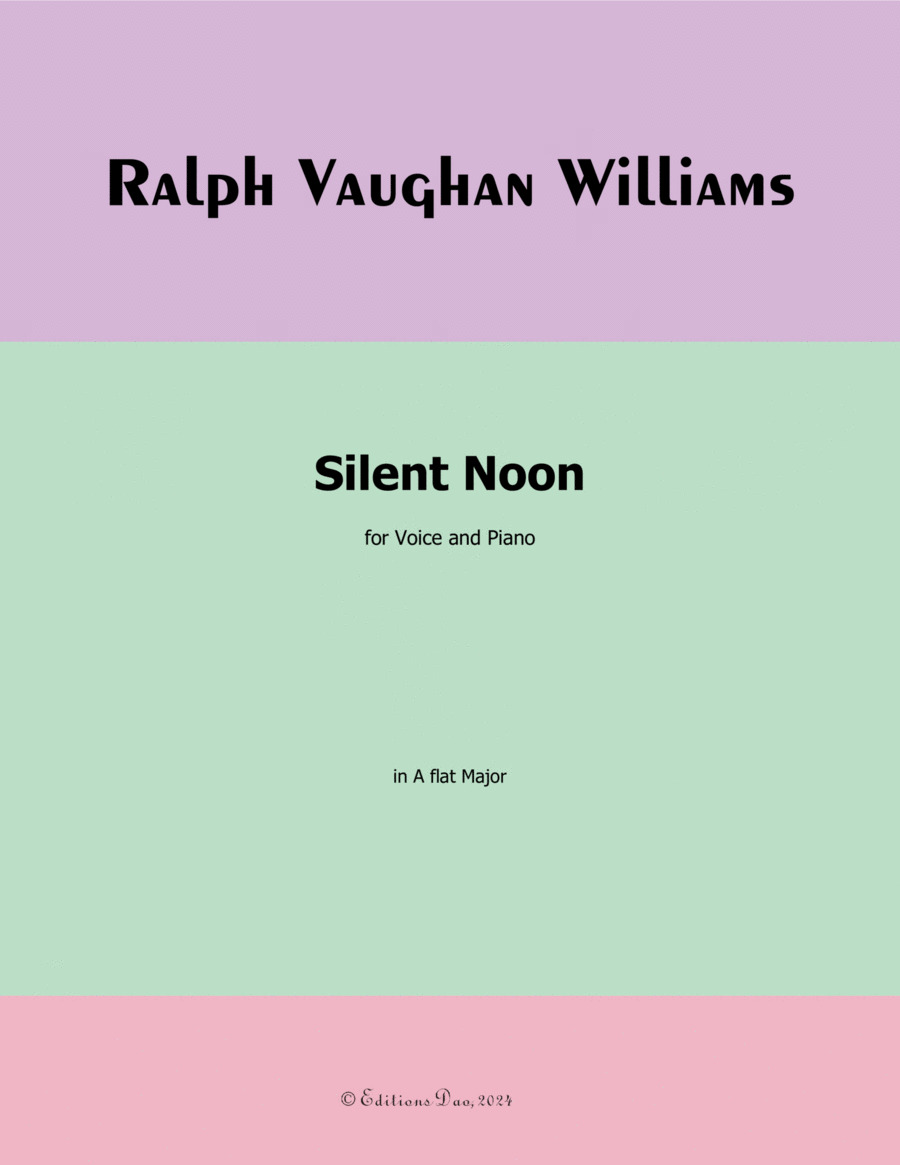 Silent Noon, by Vaughan Williams, in A flat Major Voice scores gallery preview page 1