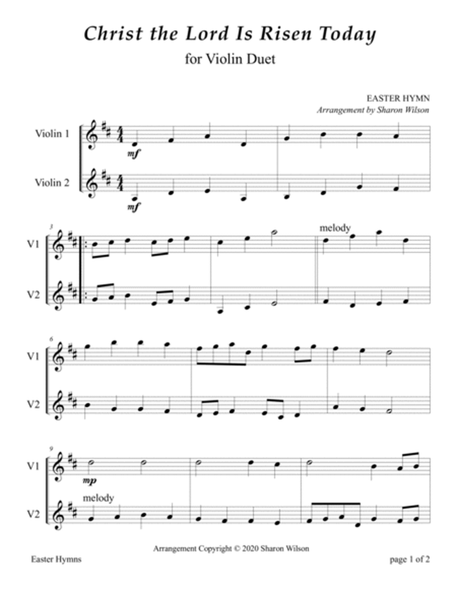 Easy String Duets: Easter Hymns for 2 Violins (A Collection of 10 Violin Duets) image number null