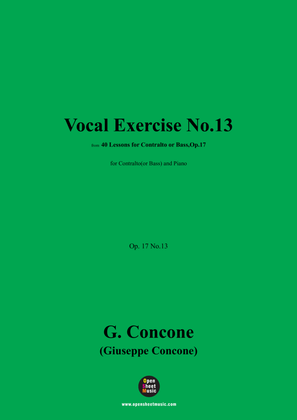 G. Concone-Vocal Exercise No.13,for Contralto(or Bass) and Piano