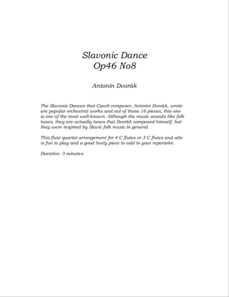 Slavonic Dance Op46 No8 for Flute Quartet Flute Quartet scores gallery preview page 4