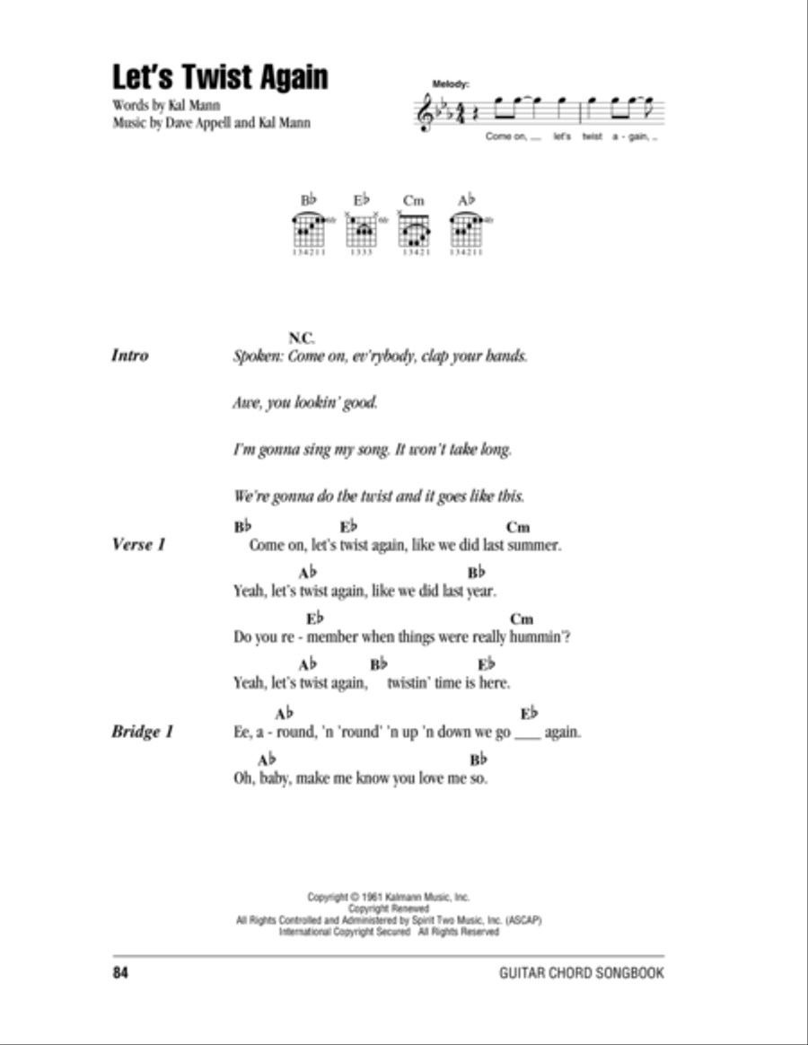 Let's Twist Again Easy Guitar scores gallery preview page 1