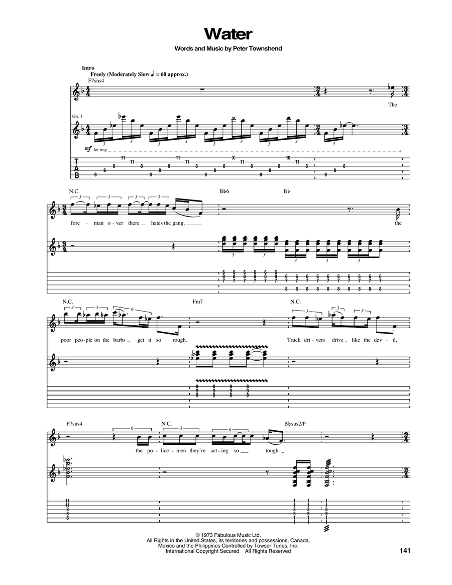 Water Water Acoustic Guitar scores gallery preview page 1