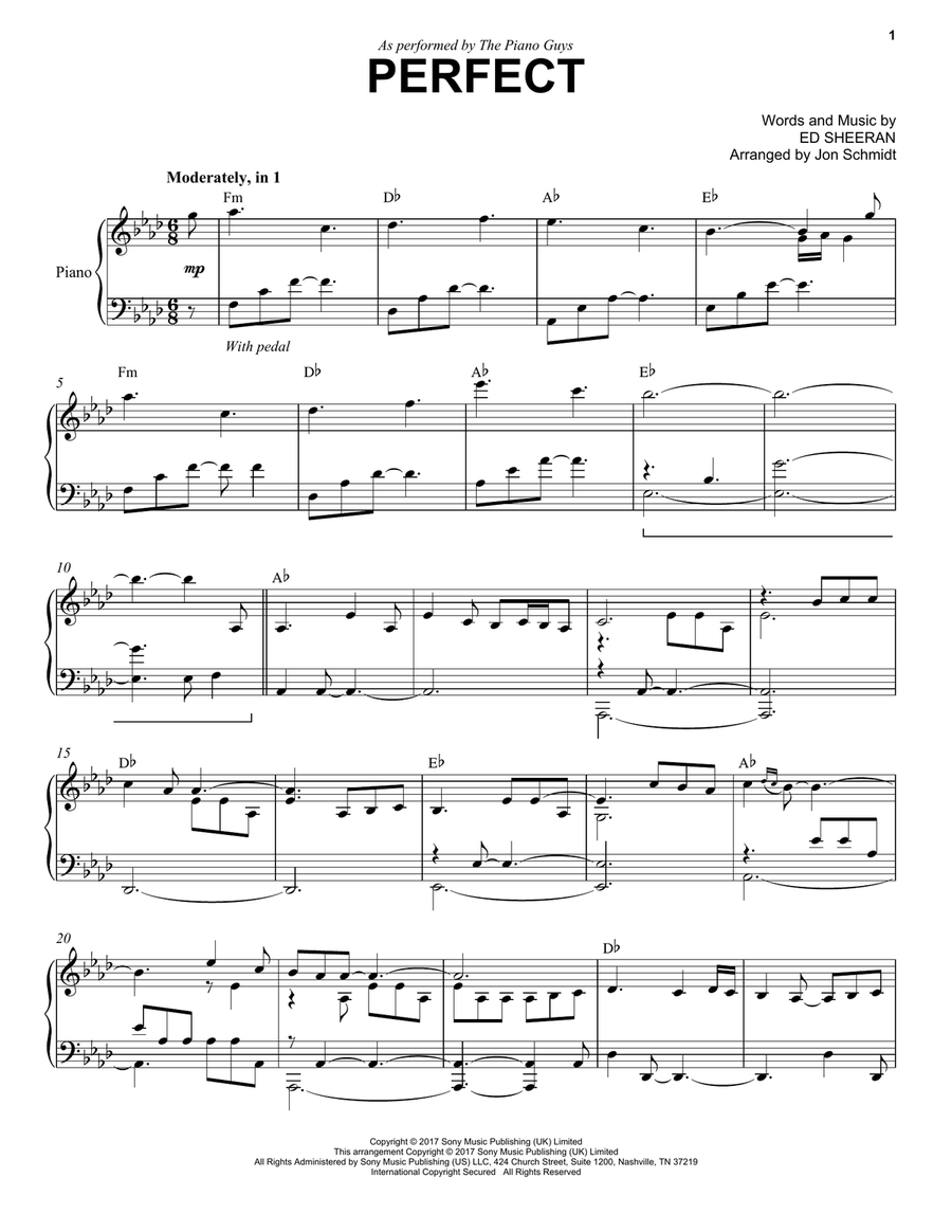 Perfect (arr. Jon Schmidt) Piano Solo scores gallery preview page 1