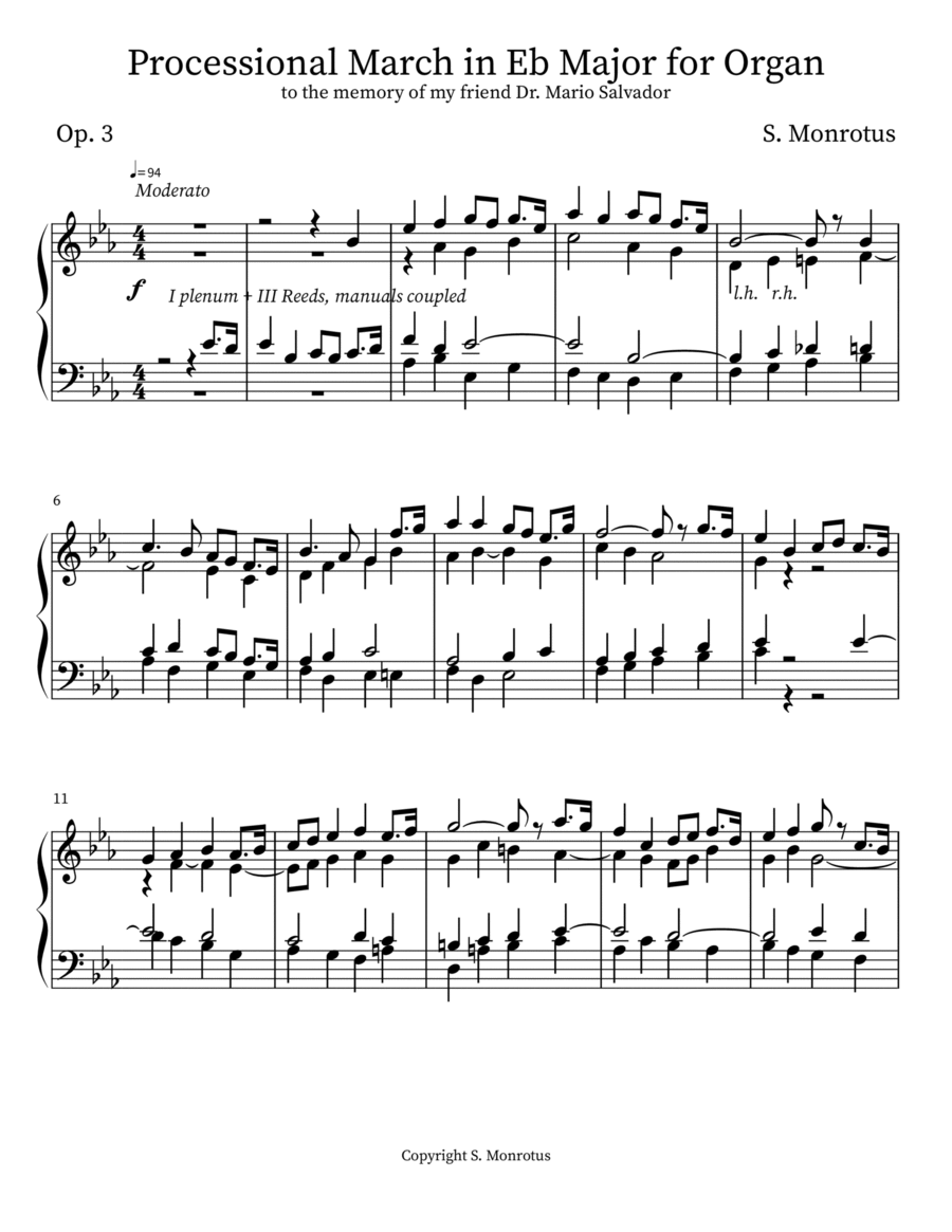 Processional March in Eb Major for Organ Organ Solo scores gallery preview page 1