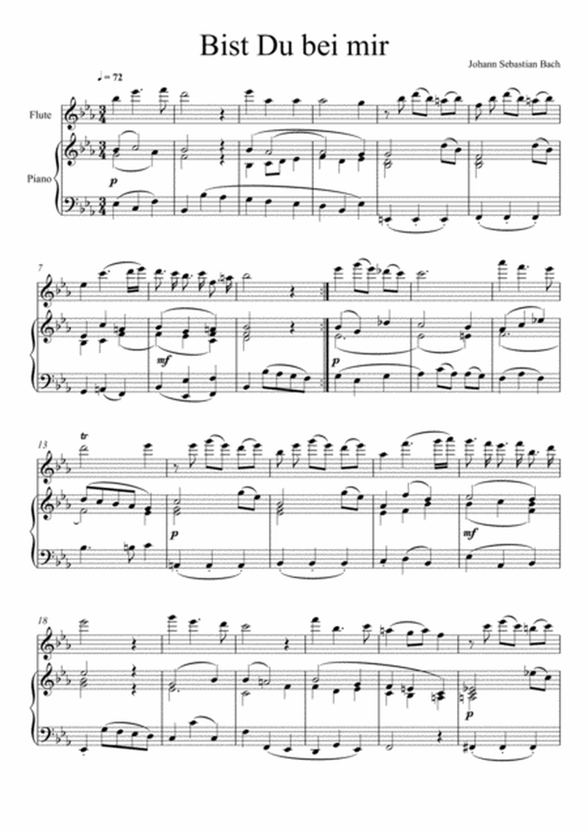 Johann Sebastian Bach - Bist du bei mir (Flute Solo) image number null
