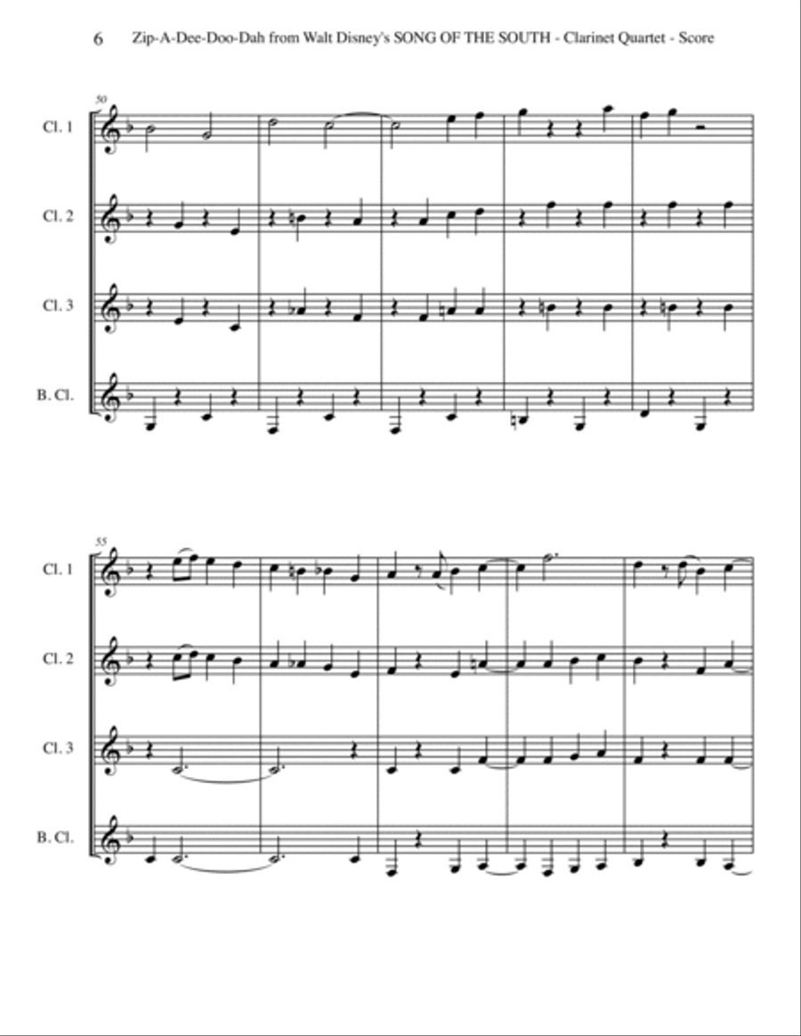 Zip-A-Dee-Doo-Dah Woodwind Quartet scores gallery preview page 6