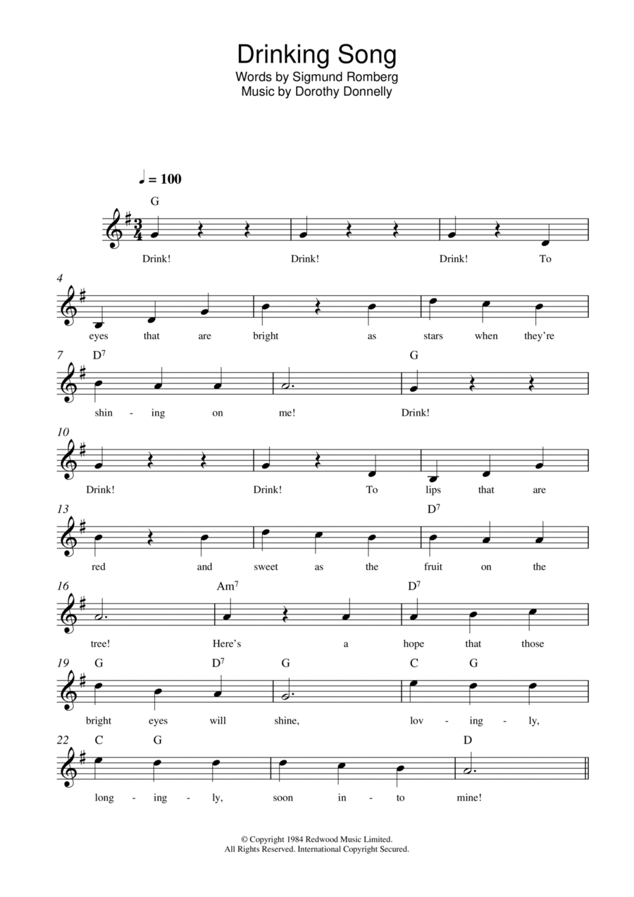 Drinking Song Piano scores gallery preview page 1
