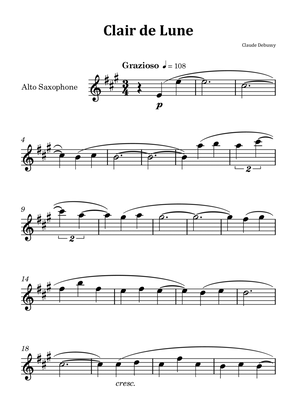 Clair de Lune by Debussy - Alto Saxophone Solo