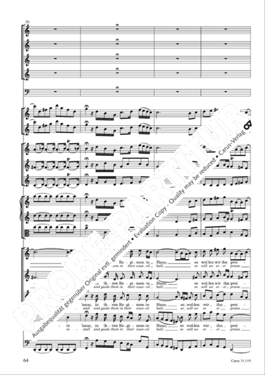 Praise the Lord, O Jerusalem (Preise, Jerusalem, den Herrn) 4-Part scores gallery preview page 65