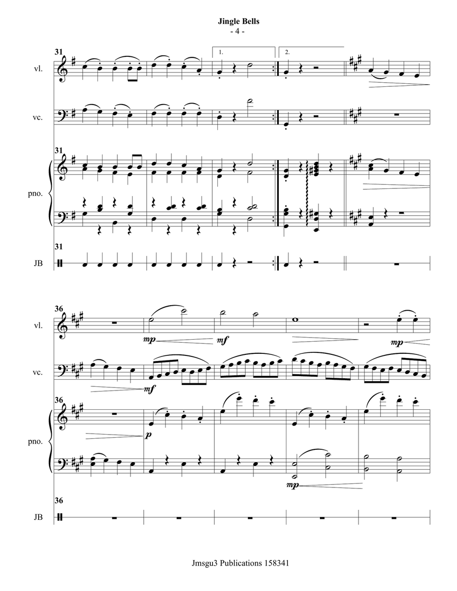 Jingle Bells for Piano Trio Piano Trio scores gallery preview page 4