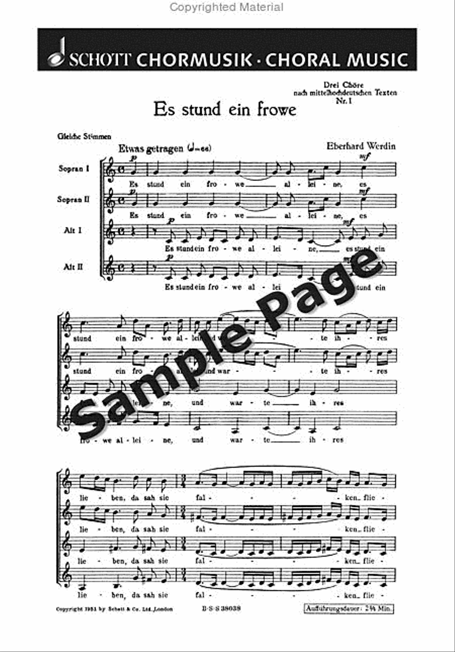 Werdin E Es Stund Ein Frowe Allein SSAA scores gallery preview page 2