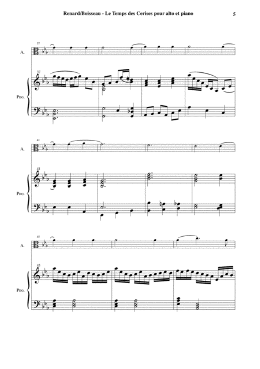 Antoine Renard: Le Temps des Cerises, arranged for viola and piano Piano Accompaniment scores gallery preview page 5